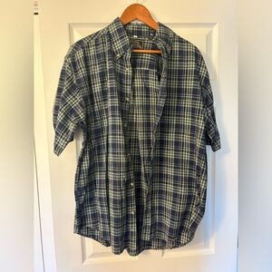 Cotton Casuals Designed in Italy Men's Blue Plaid Short Sleeve Shirt Large